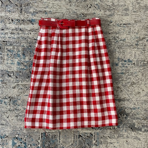 Vintage Dresses & Skirts - Vintage 80's red and white gingham skirt
